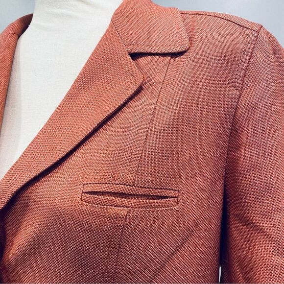 VTG TALBOTS Y2K 10 Orange Silk Wool Blazer Office Corp Core Academia Career Fall - Picture 8 of 16